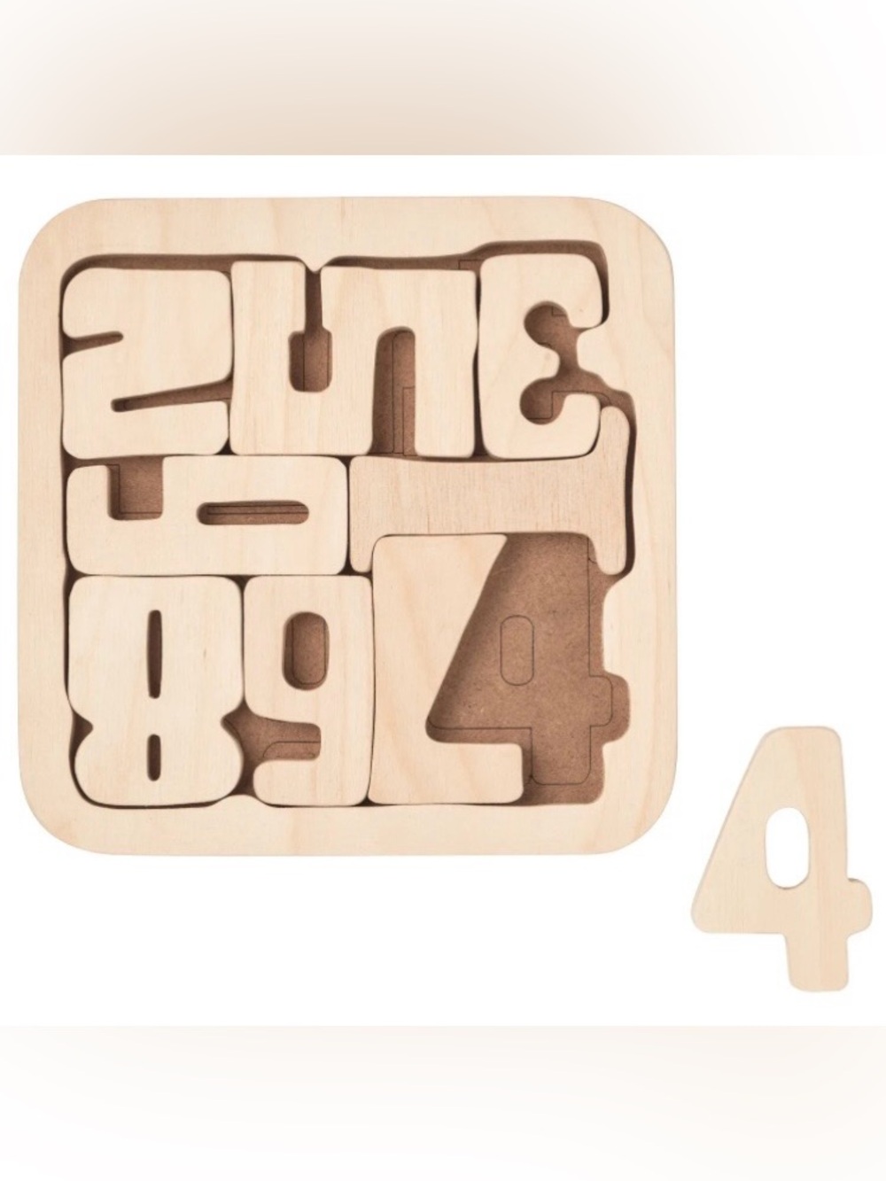 IKEA Wooden Number Puzzle & Box. NWT. AGE 3+. Can be painted. Bottom has outline